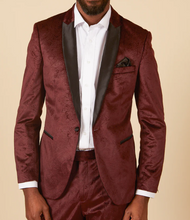 Marc Darcy- Simon Velvet Wine Jacquard Blazer