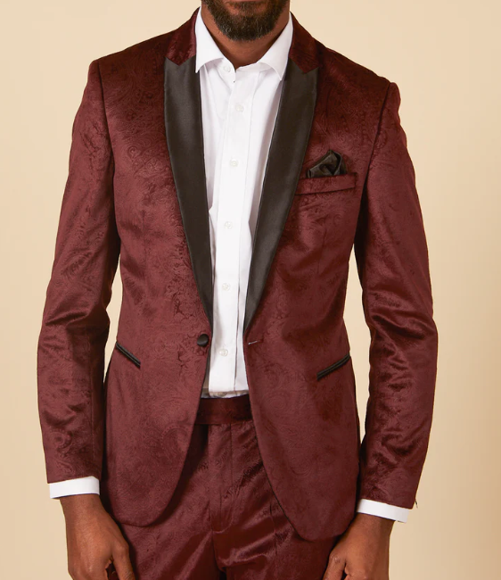 Marc Darcy- Simon Velvet Wine Jacquard Blazer