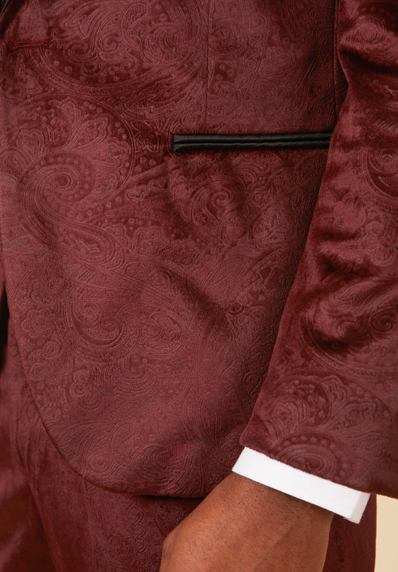 Marc Darcy- Simon Velvet Wine Jacquard Blazer