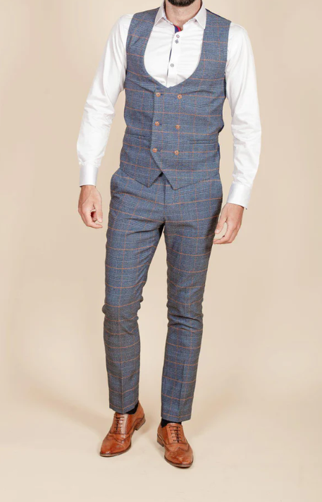 Marc Darcy- Jenson Sky Check Waistcoat