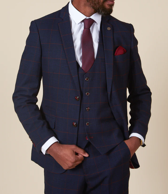 Marc Darcy- Edinson Navy/Wine Check Blazer