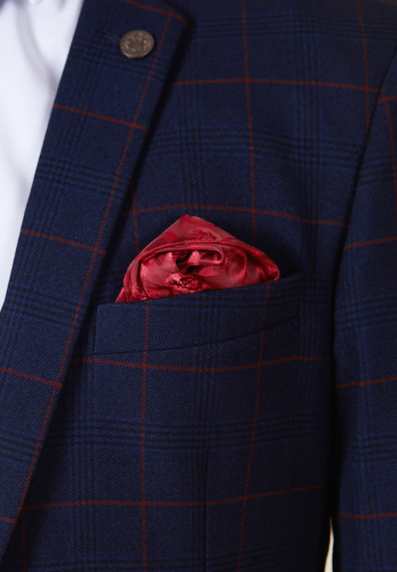 Marc Darcy- Edinson Navy/Wine Check Blazer