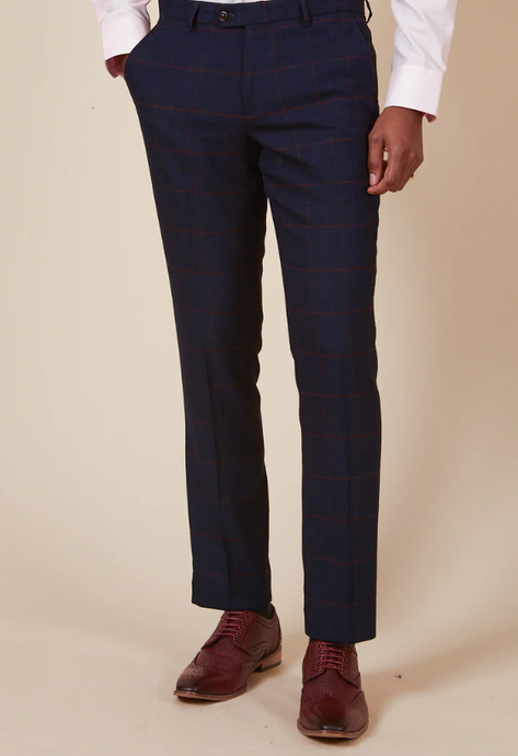 Marc Darcy- Edinson Navy/Wine Check Trouser