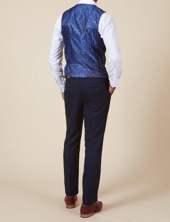 Marc Darcy- Edinson Navy/Wine Check Waistcoat