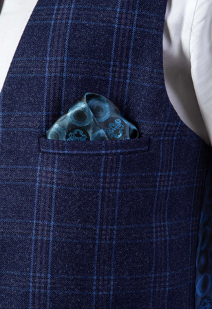 Marc Darcy- Chigwell Blue Tweed Check Waistcoat