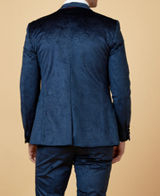 Marc Darcy- Simon Navy Velvet Tux Lapel Jacquard Blazer