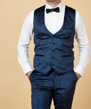 Marc Darcy- Simon Navy Velvet Jacquard Waistcoat
