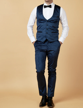 Marc Darcy- Simon Navy Velvet Jacquard Waistcoat