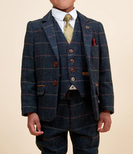 Marc Darcy- Children's Eton Navy Tweed Check Three Piece Suit