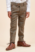 Marc Darcy- Childrens Ted Tan Check Tweed Three Piece Suit