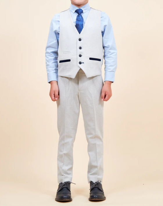 Marc Darcy- Children's Bromley Stone Check Three Piece Suit