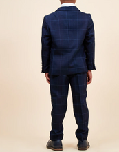 Marc Darcy- Children's Edinson Navy/Sky Check Three Piece Suit