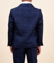 Marc Darcy- Children's Edinson Navy/Sky Check Three Piece Suit