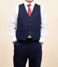 Marc Darcy- Children's Edinson Navy/Wine Check Three Piece Suit