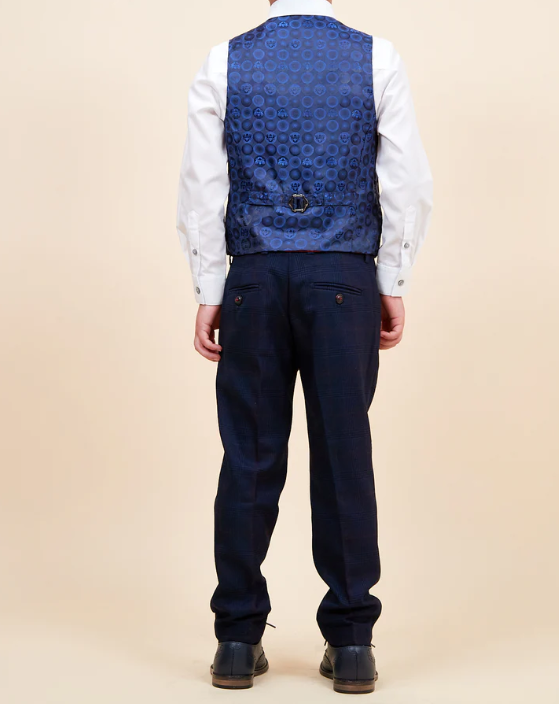 Marc Darcy- Children's Edinson Navy/Wine Check Three Piece Suit
