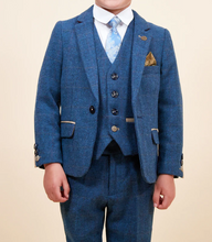 Marc Darcy- Children's Dion Blue Tweed Check Three Piece Suit