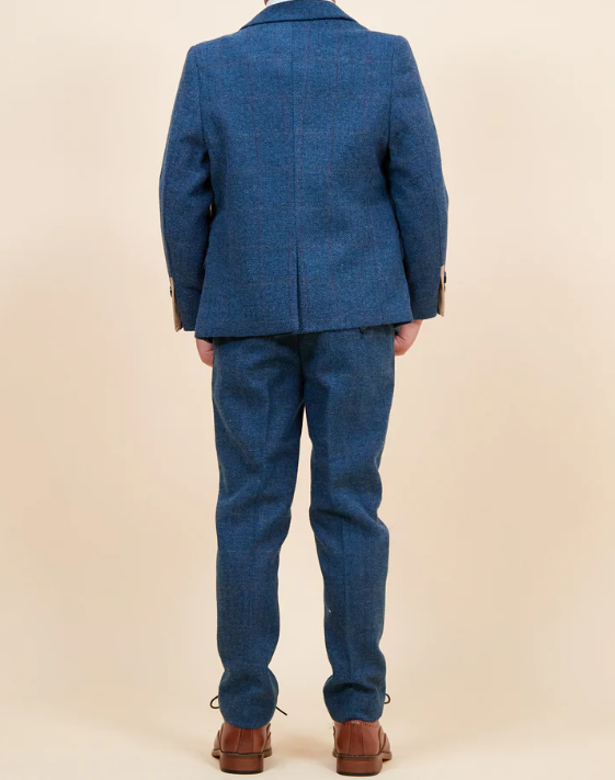 Marc Darcy- Children's Dion Blue Tweed Check Three Piece Suit