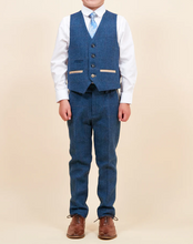 Marc Darcy- Children's Dion Blue Tweed Check Three Piece Suit