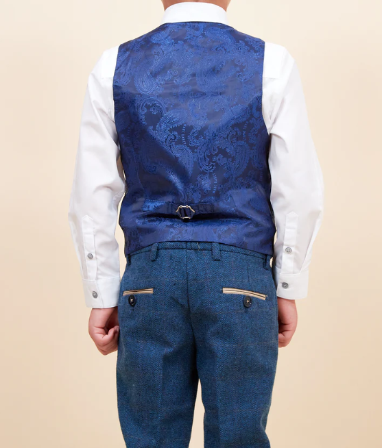 Marc Darcy- Children's Dion Blue Tweed Check Three Piece Suit