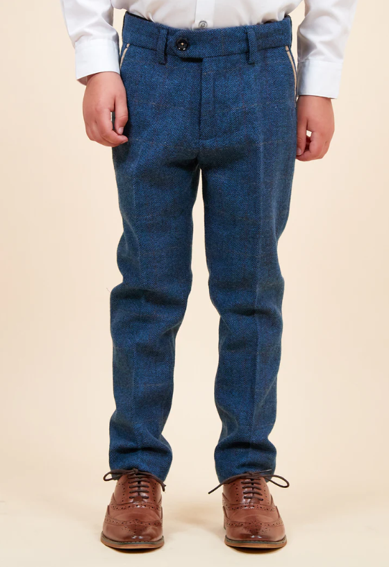 Marc Darcy- Children's Dion Blue Tweed Check Three Piece Suit
