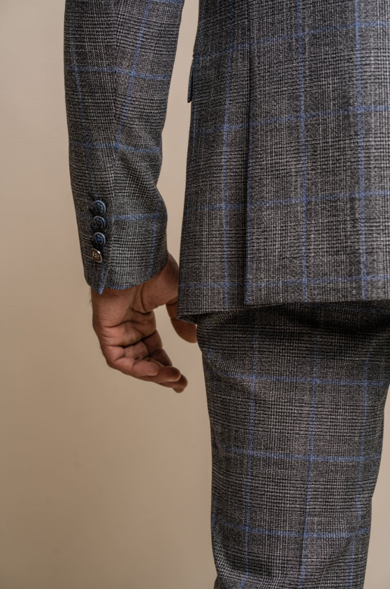 House of Cavani- Power Grey Tweed Check Blazer