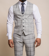 House of Cavani- Ghost Grey/Black Tweed Check Waistcoat