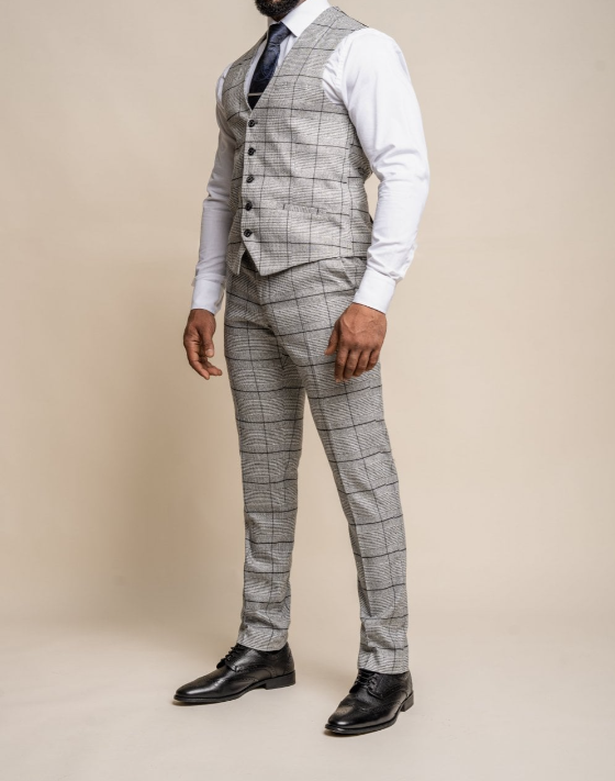 House of Cavani- Ghost Grey/Black Tweed Check Waistcoat