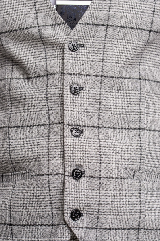 House of Cavani- Ghost Grey/Black Tweed Check Waistcoat