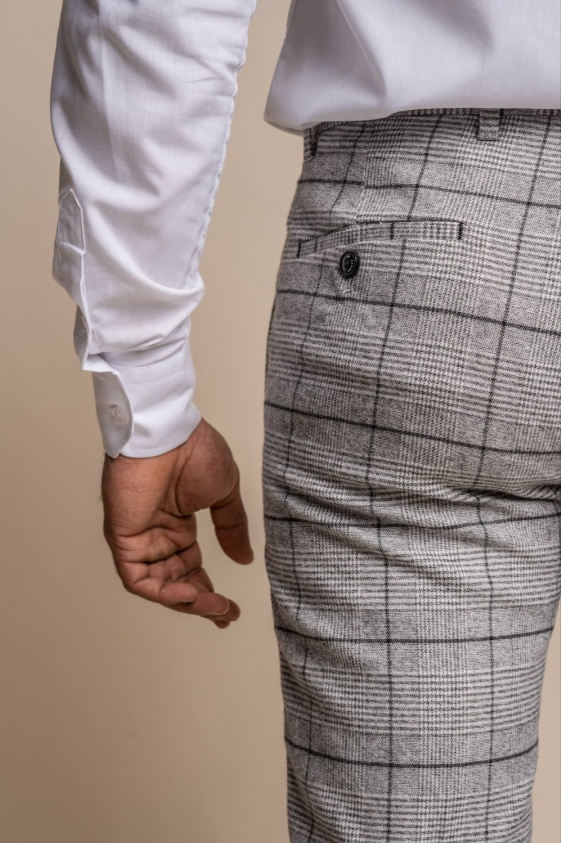 House of Cavani- Ghost Grey/Black Tweed Check Trouser