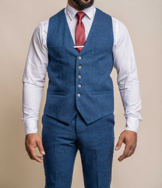 House of Cavani - Orson Blue Tweed Waistcoat