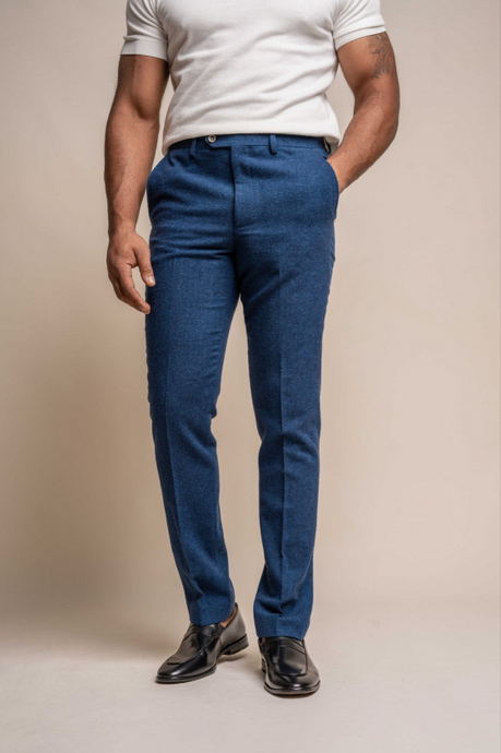 House of Cavani- Orson Blue Tweed Slim Fit Trouser