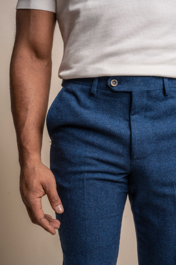 House of Cavani- Orson Blue Tweed Slim Fit Trouser