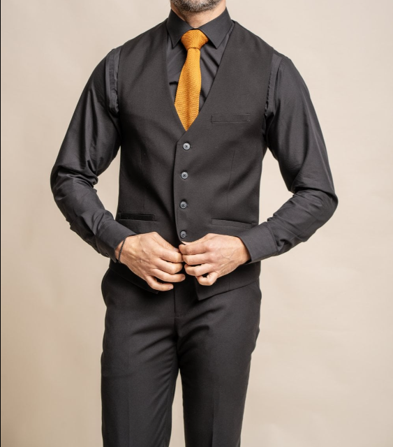 House of Cavani- Marco Black Waistcoat
