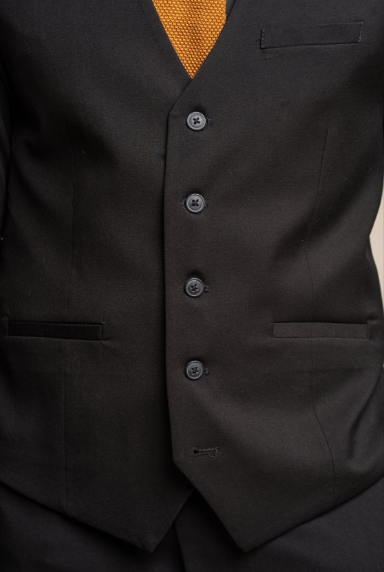 House of Cavani- Marco Black Waistcoat