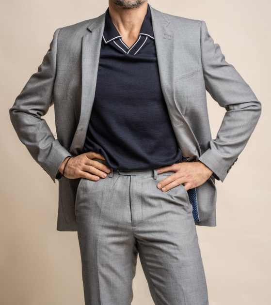 House of Cavani- Reegan Grey Slim Fit Blazer