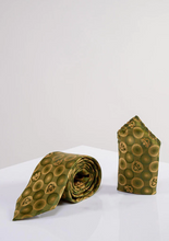 Marc Darcy- Tan Bubbles Tie and Pocket Square Set