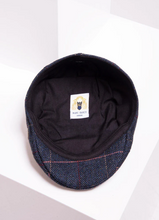 Marc Darcy- Eton Navy Blue Check Tweed Flat Cap