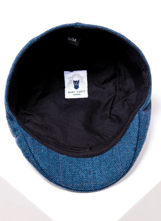 Marc Darcy- Dion Blue Tweed Check Flat Cap
