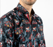 Claudio Lugli- Black Retro Skulls And Roses Shirt (CP-6839)