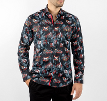 Claudio Lugli- Black Retro Skulls And Roses Shirt (CP-6839)