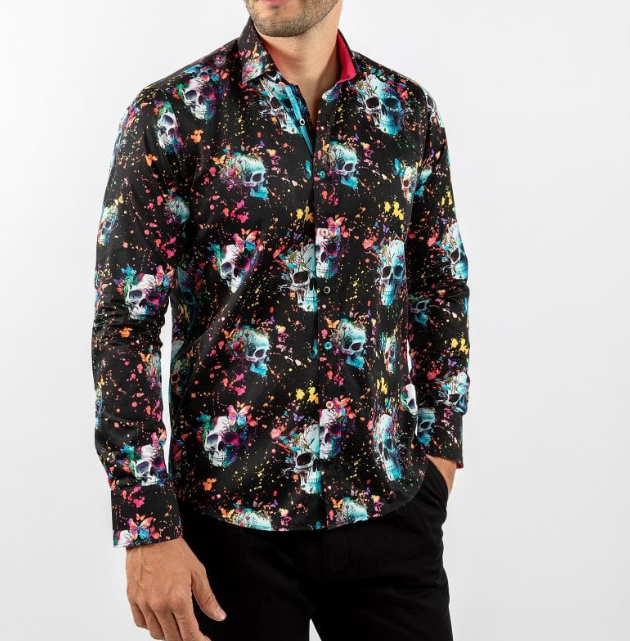 Claudio Lugli- Black Vivid Chaos Skullscape Long Sleeve Shirt (CP-6890)