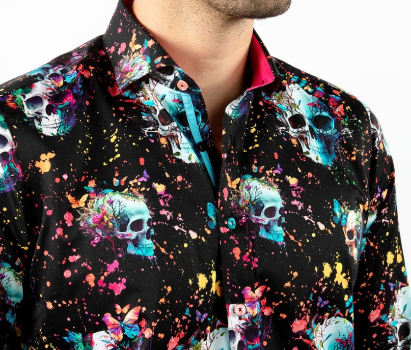 Claudio Lugli- Black Vivid Chaos Skullscape Long Sleeve Shirt (CP-6890)