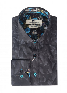 Claudio Lugli- Black Jacquard Weave Long Sleeve Shirt (CP-6789)