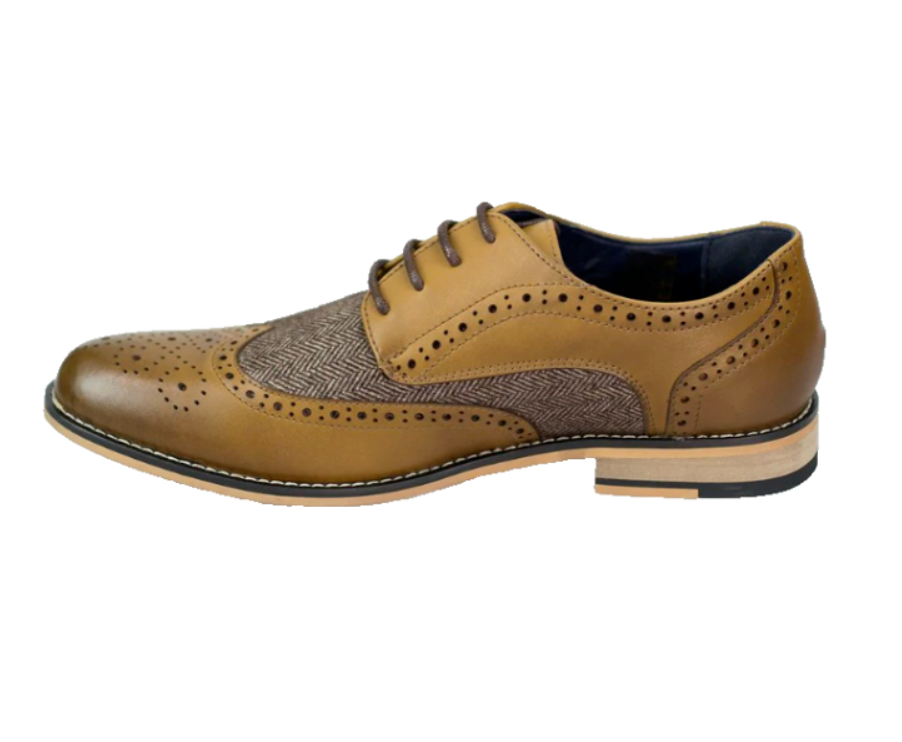 House of Cavani- Horatio (Old) Tan Tweed Brogue Shoes