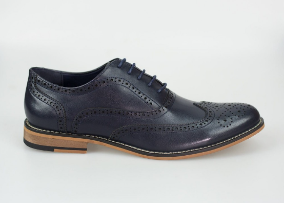House of Cavani- Oxford Navy Brogue Shoes – Kingsley Menswear