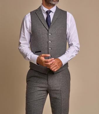 House of Cavani - Martez Grey Tweed Check Waistcoat