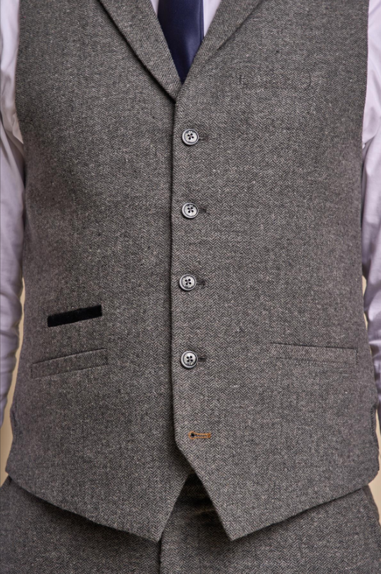 Marc Darcy- Martez Grey Tweed Check Waistcoat