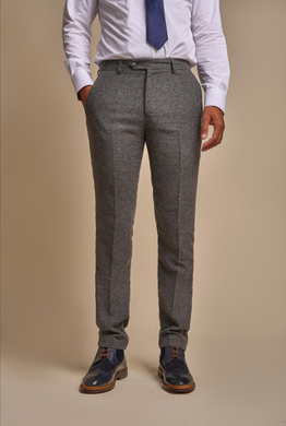 House Of Cavani - Martez Grey Tweed Check Trouser