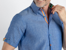 Claudio Lugli- Blue Linen Short Sleeve Shirt (CP-6401)