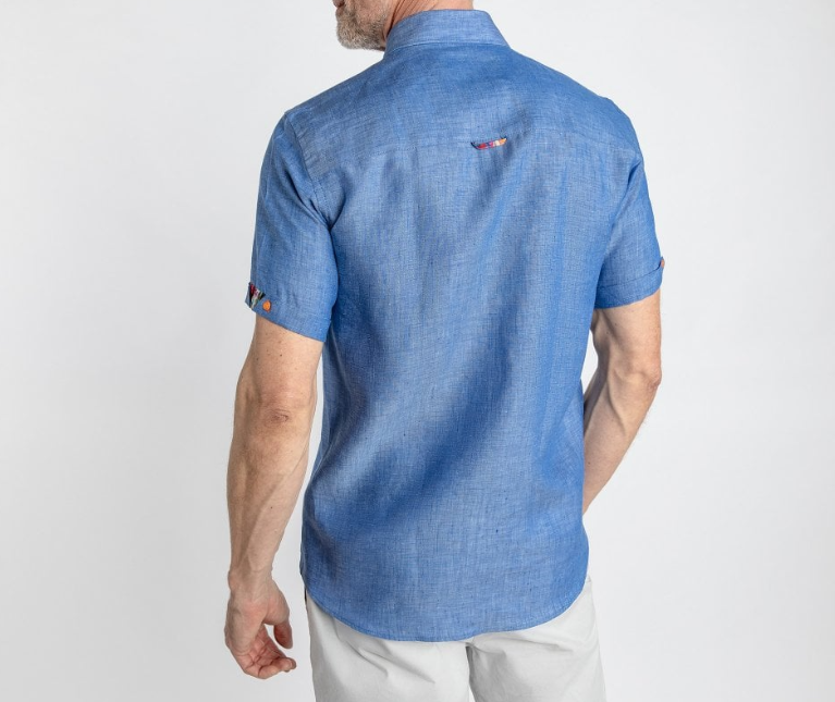 Claudio Lugli- Blue Linen Short Sleeve Shirt (CP-6401)